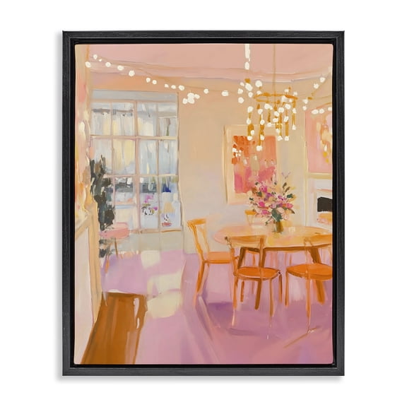 Stupell Industries Glam Warm & Inviting Dining Room Black Floating Frame Canvas Art, 17 x 21, by The Prints Vibe