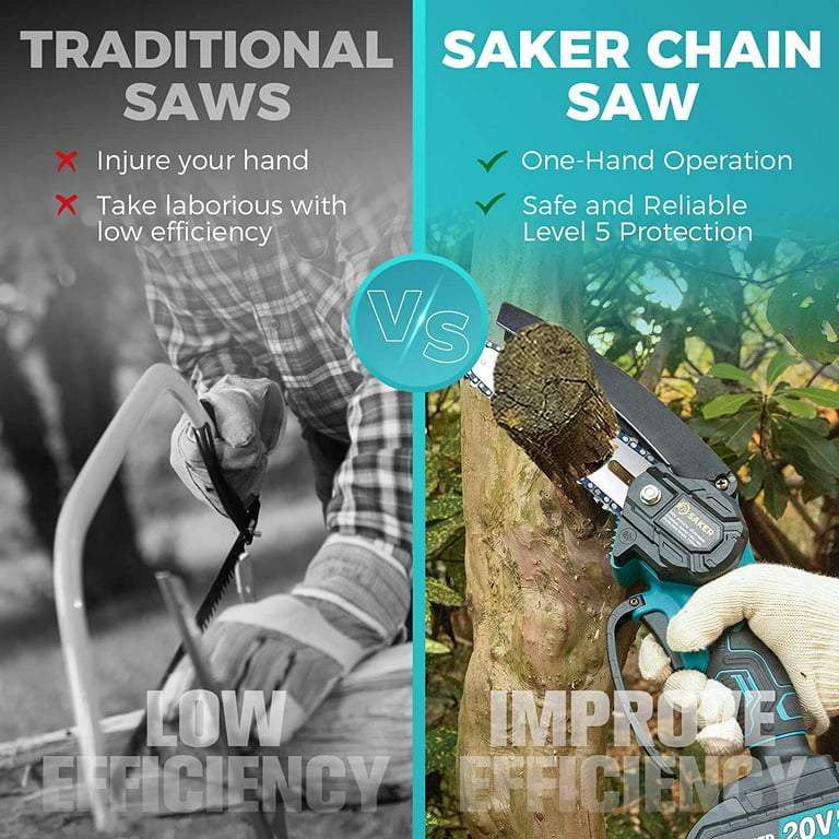Saker 6 Inch Mini Chainsaw Chain Replacement, 2 Pcs Chains for Saker  Portable Electric Chainsaw Cordless, Wear-resistant and Durable, Fast and  Smooth