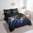 thumbnail image 2 of jejeloiu Starry Night Cat 7pcs Bedding Comforter Set Kids,Pet Animal Print Queen Bedding Sets,Reversible, 2 of 7