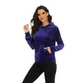 thumbnail image 4 of FANNYC Women's Loose Casual Velour Tracksuit Hoodie Sweatshirt Sweater Running Activewear Long Sleeve Jogging Sports Jacket Coat Top,Black/Blue/ Red/Purple, 4 of 6