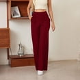 thumbnail image 4 of ManxiVoo Women's High Waisted Ribbed Flare Leggings Yoga Pants with Wide Leg Lounge Trousers for Women Buttery Soft Comfy Everyday Wear M Size Wine, 4 of 8