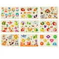 thumbnail image 2 of KOYPTL 5pcs Wooden Peg Puzzle For Toddlers 1-3 Years Old,Montessori Toys Preschool Educational Learning Sensory Toys For Kids Boys Girls 3 4 5+,Interactive Child-Parent Toys Christmas Birthday Gift, 2 of 7