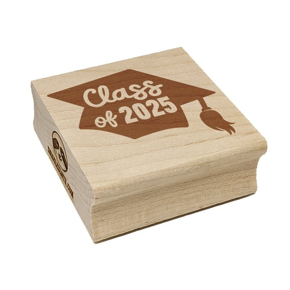 Class of 2025 Written on Graduation Cap Square Rubber Stamp Stamping Scrapbooking Crafting - Small 1.25in