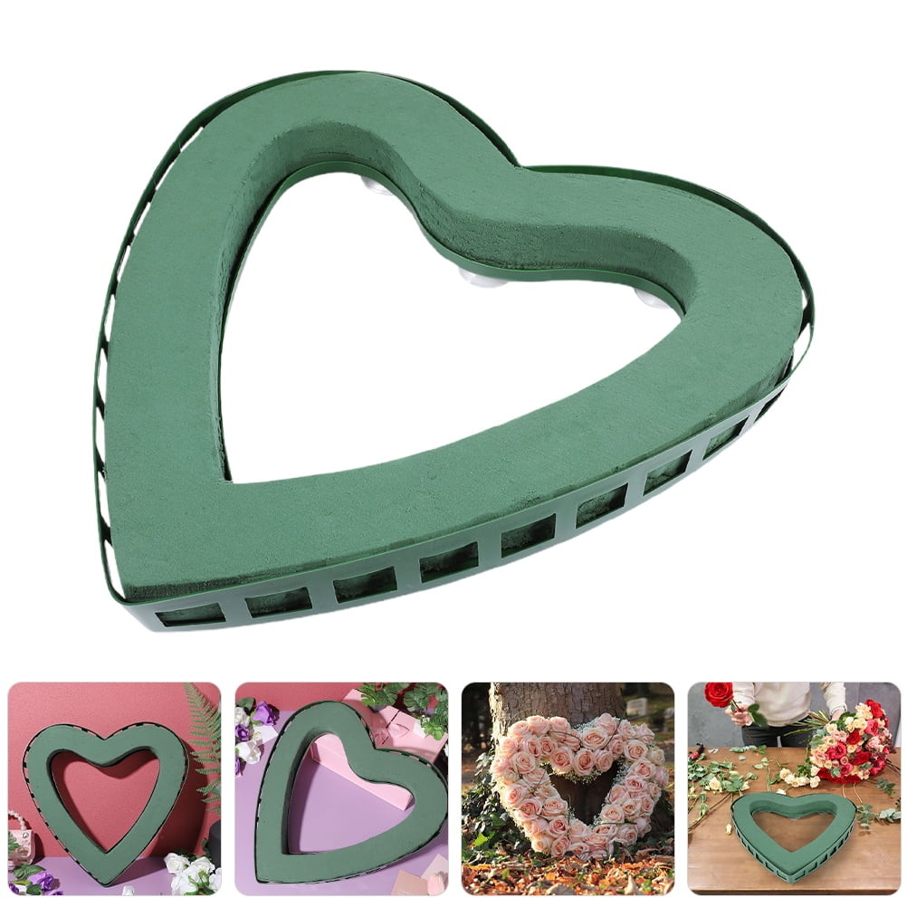 WEUVEB Heart Shaped Floral Holder Plastic Green for Wedding and Home Use with Suction Cups 2Pcs