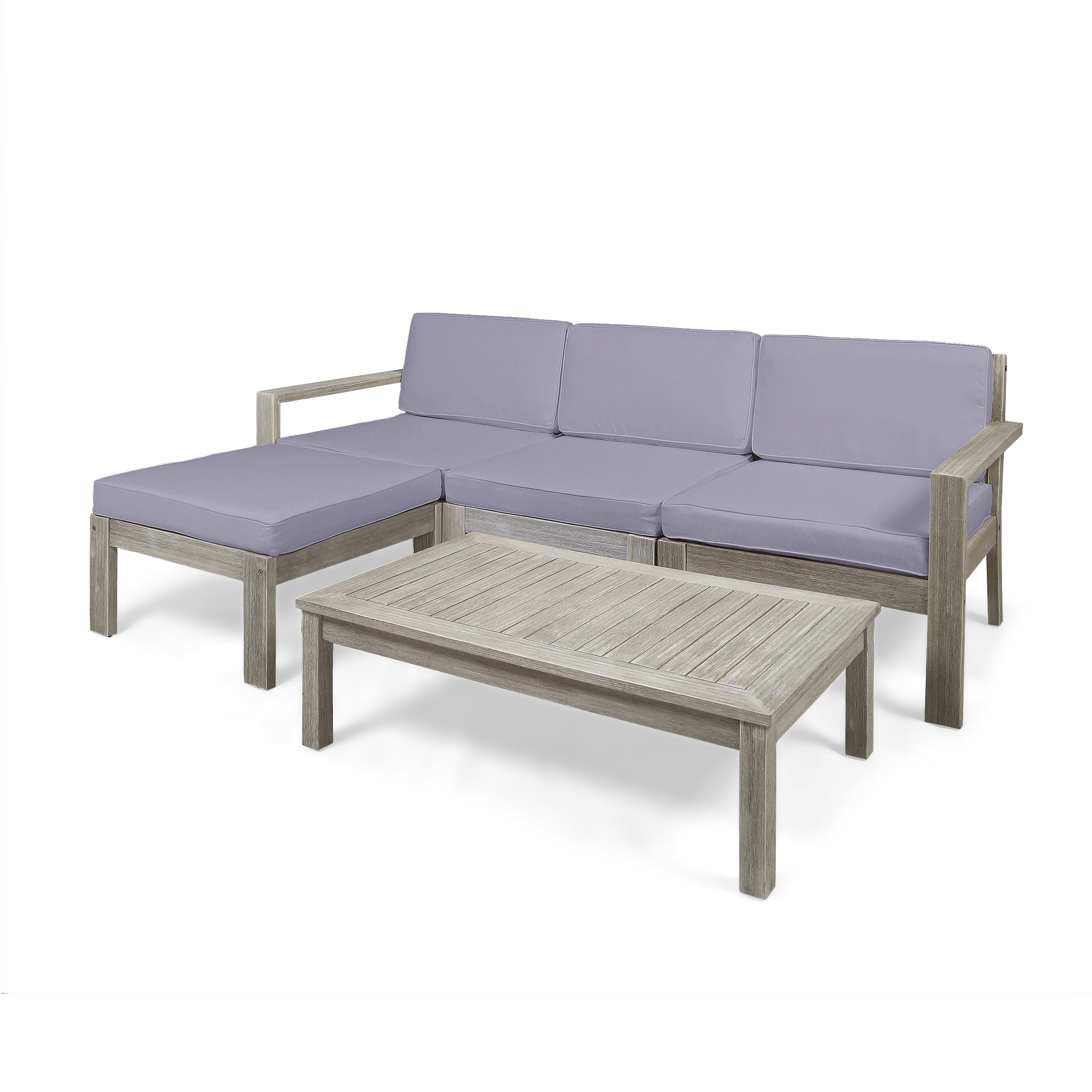 3 Seater Acacia Wood Sofa Sectional, Outdoor Wooden Sofa With Cushions