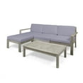 thumbnail image 4 of Santa Otis Outdoor 3 Seater Acacia Wood Sofa Sectional with Cushions, Light Gray and Dark Gray, 4 of 4