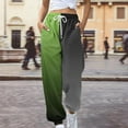 thumbnail image 2 of Jxximdong Pants for Women Loose Breathable Gradient Casual Pants Side Pockets Leg Opening Drawstring Seasonal Casual Pants Green M Trousers, 2 of 4