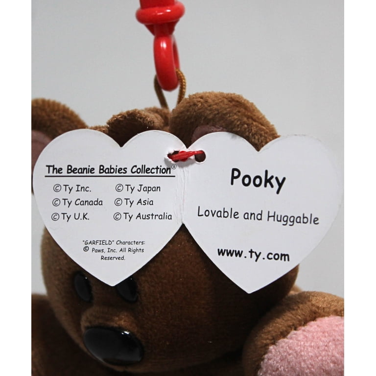 TY Beanie Baby - POOKY the Stuffed Animal Bear ( Metal Key Clip