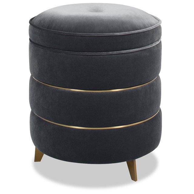 Jennifer Taylor Home Midis Rond Accent Stockage Pouf Acier Gris