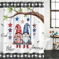 thumbnail image 3 of Shower Curtain Bathroom Set Patriotic Gnome Tree Branch Leaf Waterproof Fabric Shower Curtains with Grommets&Hooks, July 4th Star Buffalo Plaid Privacy Bath Curtain for Bathtub 36x72in, 3 of 9