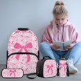 thumbnail image 2 of Aplkyhs Pink Bow Baseball Kids Backpack Set of 4 with Lunch Box Pencil Case and Water Bottle Carrier Includes Schoolbag with Front Pocket Elementary School Girls, 2 of 7