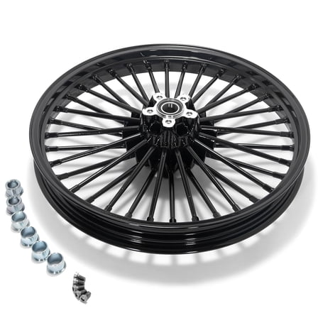 21x2.15 Fat Spoke Front Wheel For Harley Heritage Softail Classic FLSTC 1988-2017 Heritage Springer FLSTS 97-07 Night Train FXSTB 1999-2009 Softail Deluxe FLSTN 05-17 FXST 84-98 FXSTS 88-06