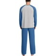 thumbnail image 6 of BiZtdJrK Mens Pajama Sets Color Block Raglan Long Sleeve Round Neck Tops and Pants Casual 2 Piece Outfits Loose Loungewear Set Light Blue S, 6 of 8