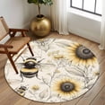 thumbnail image 3 of Sunflowers Bees Round Area Rug 6 FT, Non Slip Bedroom Area Rug, Summer Vintage Flowers Leaf Plant Washable Soft Circular Carpet Non-Shedding Floor Mat for Kitchen Dining Room Home Office Kids Room, 3 of 9