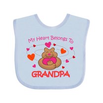 Inktastic Heart Belongs to Grandpa Girls Baby Bib