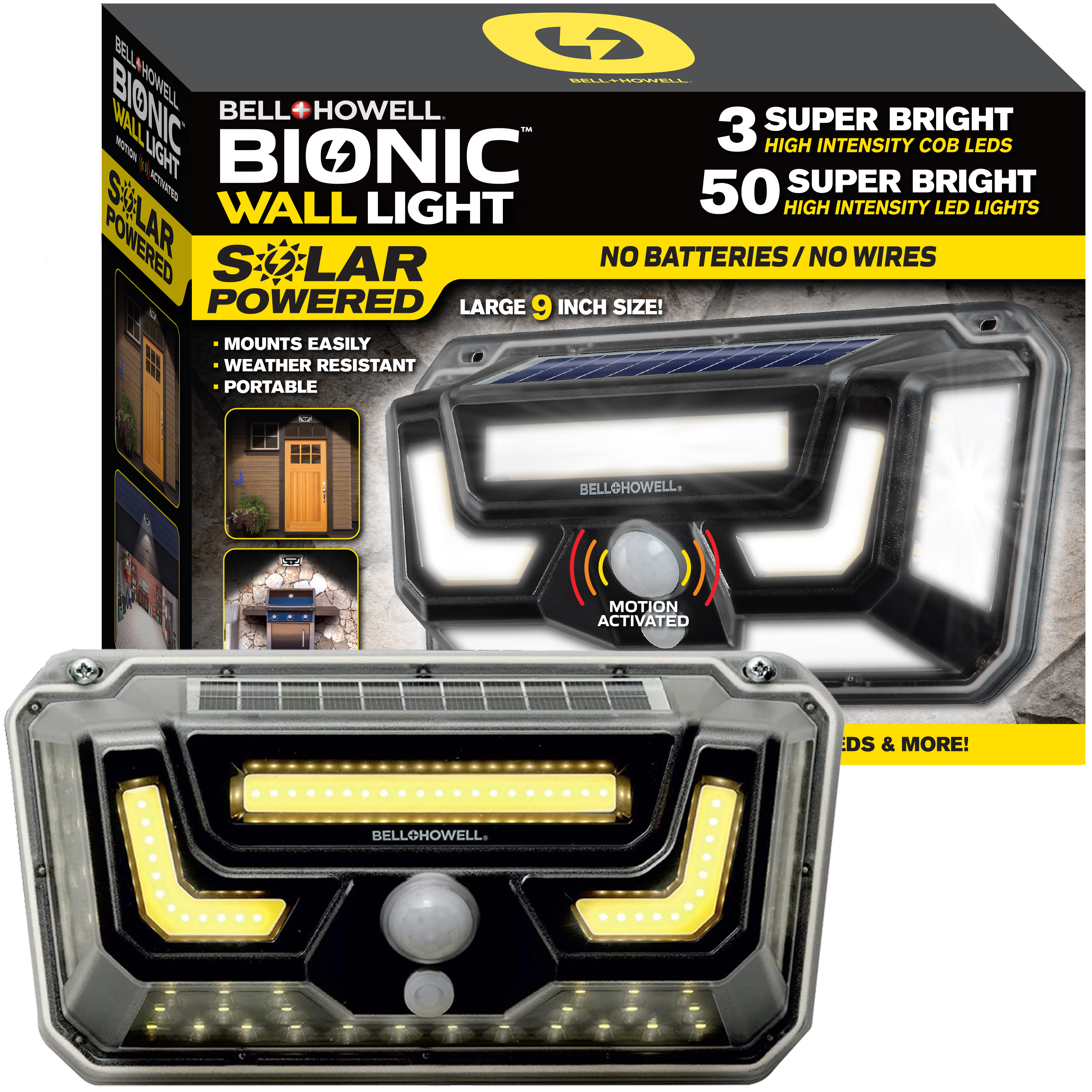 Bell + Howell Bionic Outdoor Solar Wall Light, Motion Sensor photo 1