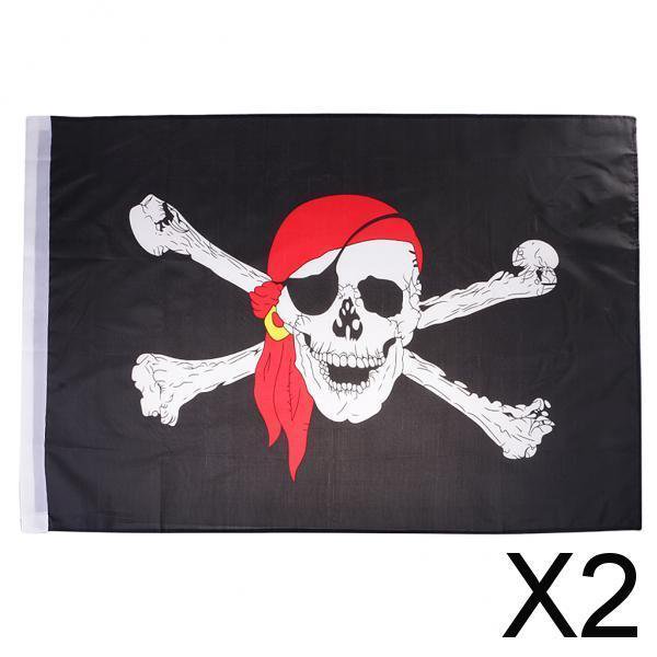Pirata con bandera de pañuelo rojo Hugo Decoraciones 60x90cm Poliéster 2 piezas