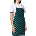 thumbnail image 4 of Rocae Black And Teal Checkerboard for Kitchen Aprons for Women Adjustable Cooking Kitchen Chef Apron for Men with Pockets, 4 of 7