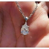 2Ct Pear Cut Simulated Diamond Solitaire Necklace 14k White Gold Plated Silver