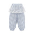 thumbnail image 3 of Asxite Toddler Girls Plaid Lace Detail Loose Breathable Casual Pants Elastic Waist Summer 5-15 Y, 3 of 7