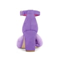 thumbnail image 2 of BLISSFUL STEP Women's Faux Fur Ankle Strap Block Heel Open Toe Sandals Purple 6, 2 of 7