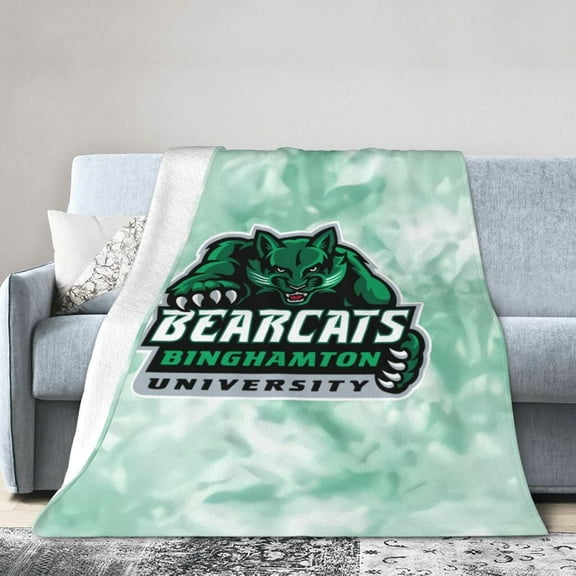 Binghamton University Logo Fleece Blanket, Very Soft Microfiber Flannel Blanket for Couch Warm and Cozy for All Seasons