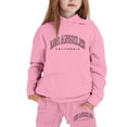 thumbnail image 3 of LRen Kids Sweatsuit Size 8 Cartoon Print Round Neck Long Sleeve Hooded Sweatshirt Top Pocket Elastic Waist Pants Lightweight Children Fall Winter Clothes,Pink,5-6 Years, 3 of 5