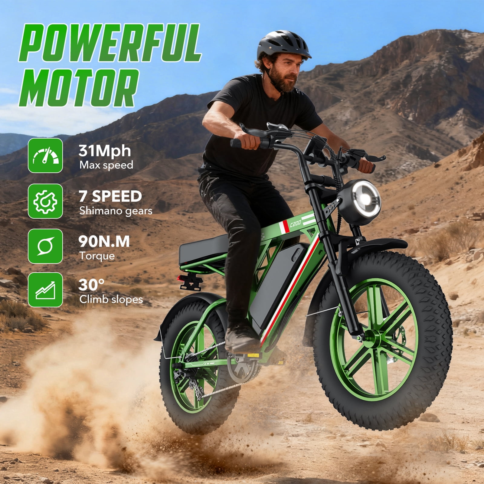 UL2849 Electric Bike for Adults, 1000W Motor, 20"x4" Fat Tire, 48V/17.5AH