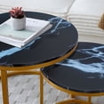 thumbnail image 4 of CQSXDA Set Of 2 Round Coffee Table Nesting With Top And Golden Frame Marble Pattern For Modern Living Room, 4 of 6