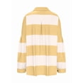 thumbnail image 3 of Women'S Oversized Fall Fashion 2025 Striped Color Block Long Sleeve Button V Neck Pullover Tops White & Yellow XL, 3 of 5