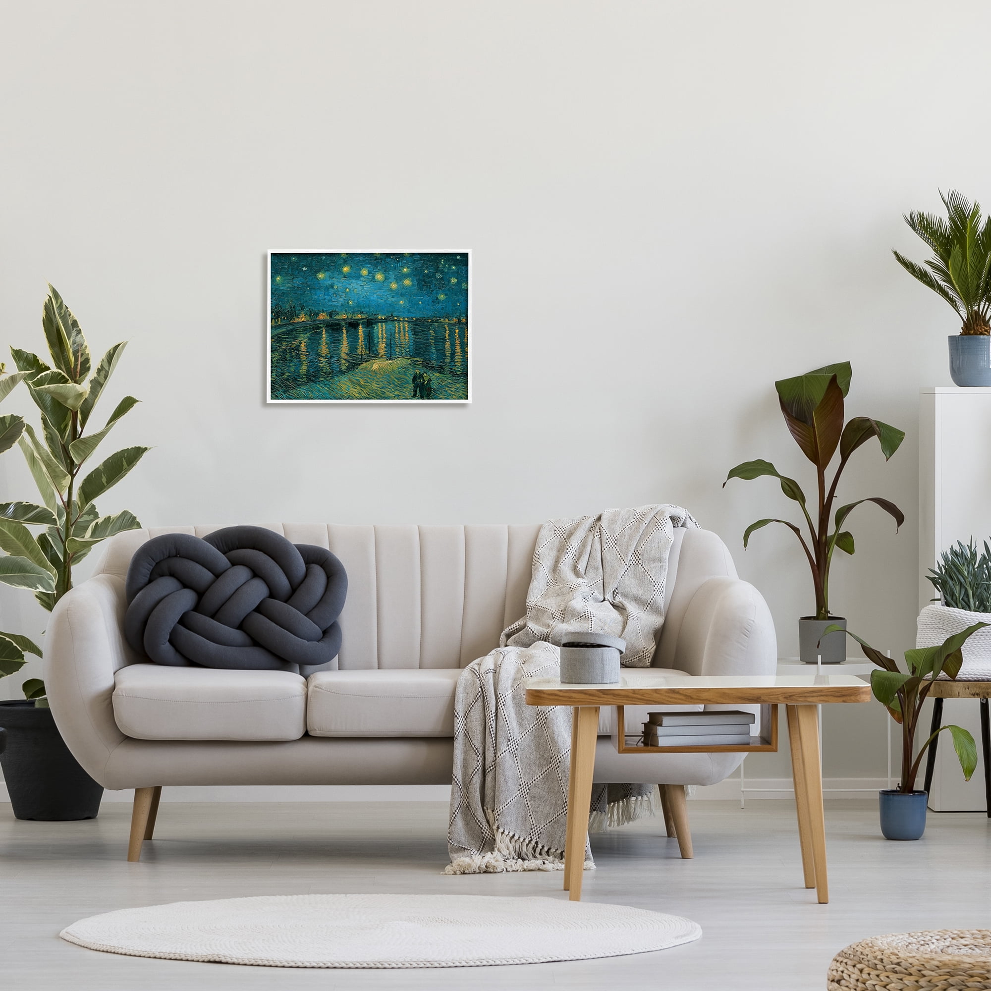 Stupell Industries Classic Starry Night Over the Rhone Van Gogh Painting Framed Art Print Wall Art, 20x16, By Vincent Van Gogh