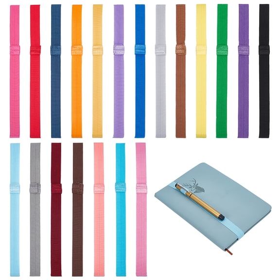 20pcs Notebook Elastic Strap Elastic Bookmarks Strap 15mm Wide Planner Bookmarks Straps 20 Colors Elastics Book Straps with Pen Holder Loop for Notebook Office School Reader Supplies DIY