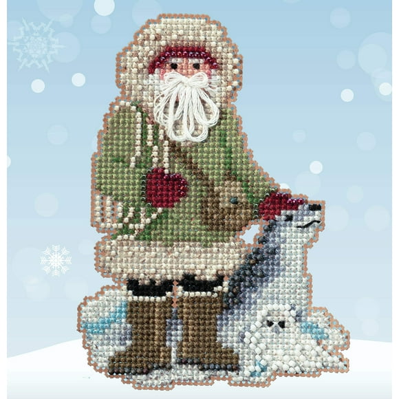 Leopard Seal Santa Beaded Counted Cross Stitch Ornament Kit Mill Hill 2020 Antarctic Santa MH202032