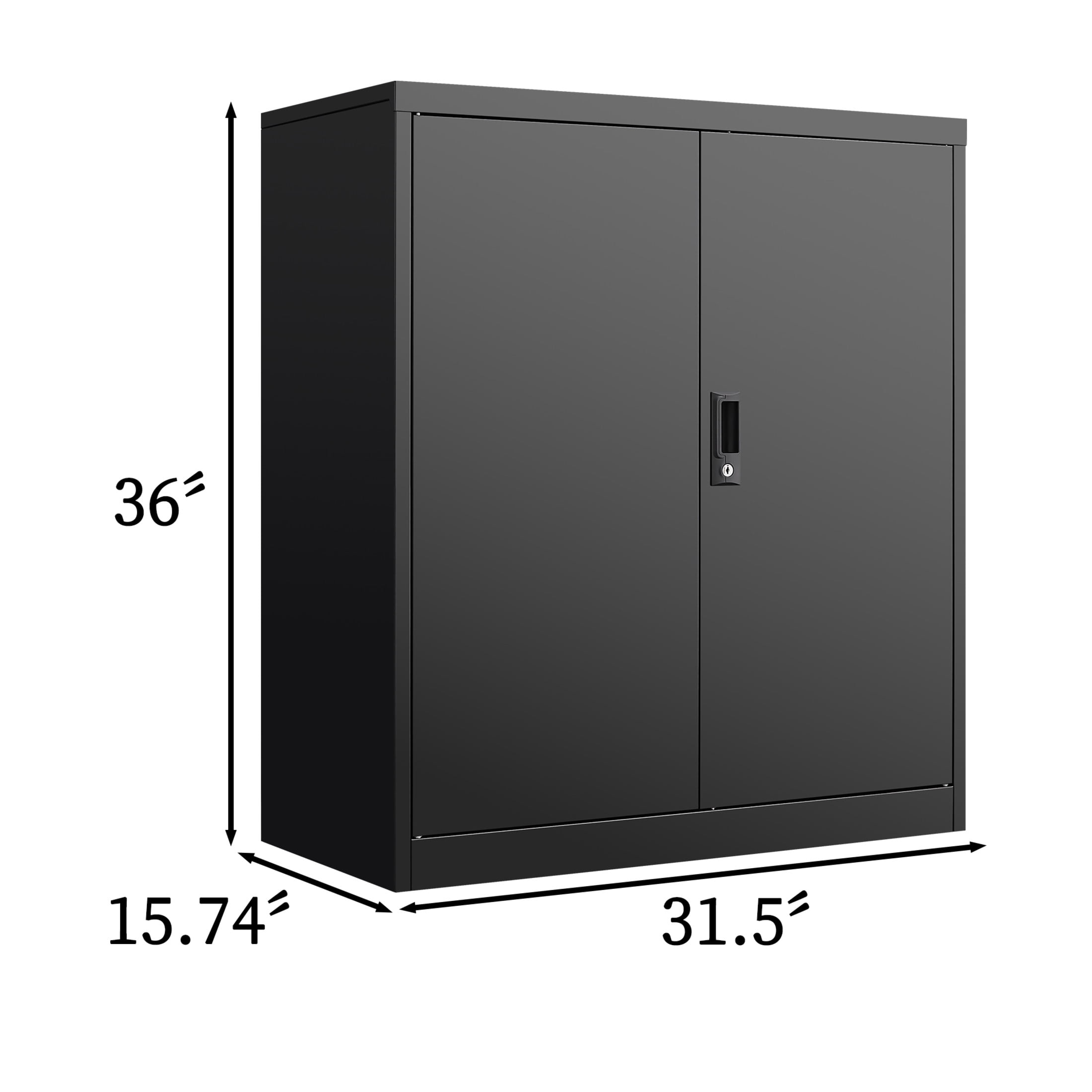 Noble House 36" Steel Storage Locker with Adjustable Shelves, File Cabinet Organizer for Office/Home, Black