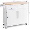 thumbnail image 3 of Giantex Kitchen Island on Wheels, Rolling Kitchen Island Cart with Rubber Wood Top, Side Handle, Large Drawers, 2-Door Cabinet for Kitchen and Dining Room, 37 x 18 x 37 inches, 3 of 10