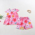 thumbnail image 2 of KPOPLK Toddler Girl Clothes Summer Kids Cute Print Outfits Ruffle Tee Tops Shorts 2-Piece Set 6 Months - 14 Years Size 4-5 Years,Hot Pink, 2 of 4
