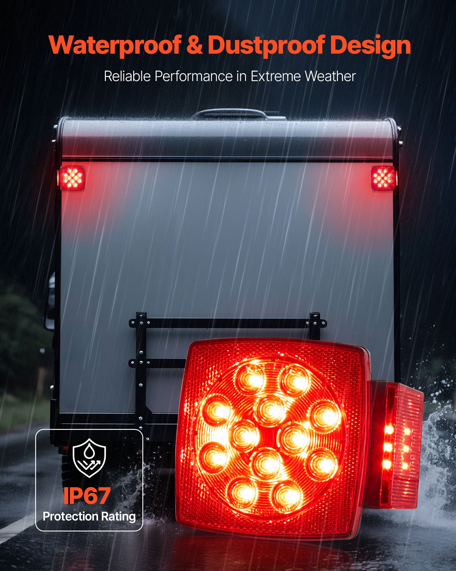 VEVOR Trailer Lights, 12V LED Trailer Tail Lights Kit with Stop Brake Turn Tail License Plate Clearance Lamp, Waterproof Tow Lighting Kit with Wiring Harness for Boat Truck Camper RV Snowmobile Bus