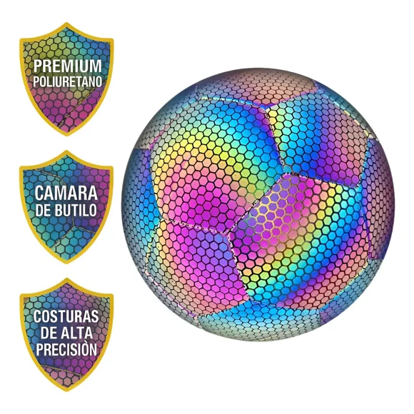 Balón de Fútbol Soccer Comerliv Reflectante Luminoso No. 5 Tornasol