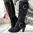thumbnail image 7 of YLYL Women Knee High Boots Buckle Wide Calf Chunky Mid Heel Side Zipper Dressy Fall Winter Boots, 7 of 7