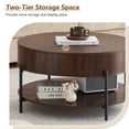 thumbnail image 4 of Wirrytor 30" Round Coffee Table with 2 Drawers and Storage Shelf, Modern Farmhouse Tea Table with Natural Tree Rings Top, Dark Brown, 4 of 8