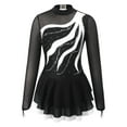 thumbnail image 5 of Nyeemya Kids Girls Shiny Rhinestone Ice Skating Dress Mesh Splice Long Sleeves Ballet Dance Figure White 14, 5 of 7