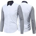 thumbnail image 2 of PEASKJP Men's Long Sleeve Button Up Shirts Slim Fit Casual Business Formal Dress Shirt (White,L), 2 of 5