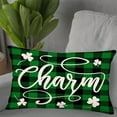 thumbnail image 4 of St Patrick‘s Day Lucky Charm Clover Pillow Cover Green Black Buffalo Plaid Check Shamrocks Home Spring Holiday Farmhouse Decorative Throw Lumbar Pillow Covers 12x20 Inch Cushion Case, 4 of 6