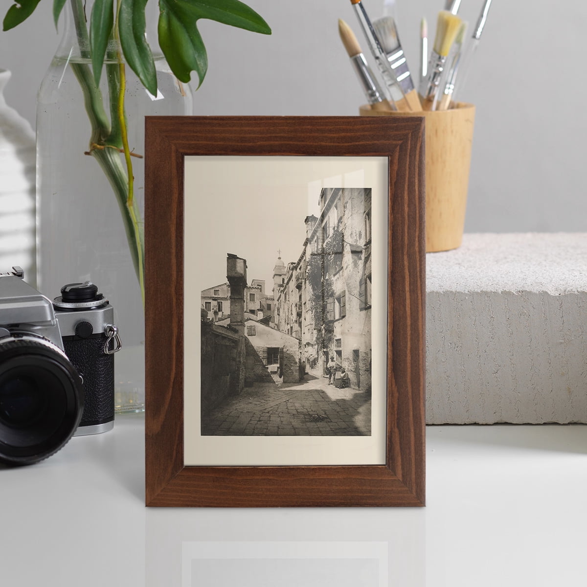 Vintage Views of Venice VIII - Framed Print w/glass - Chestnut