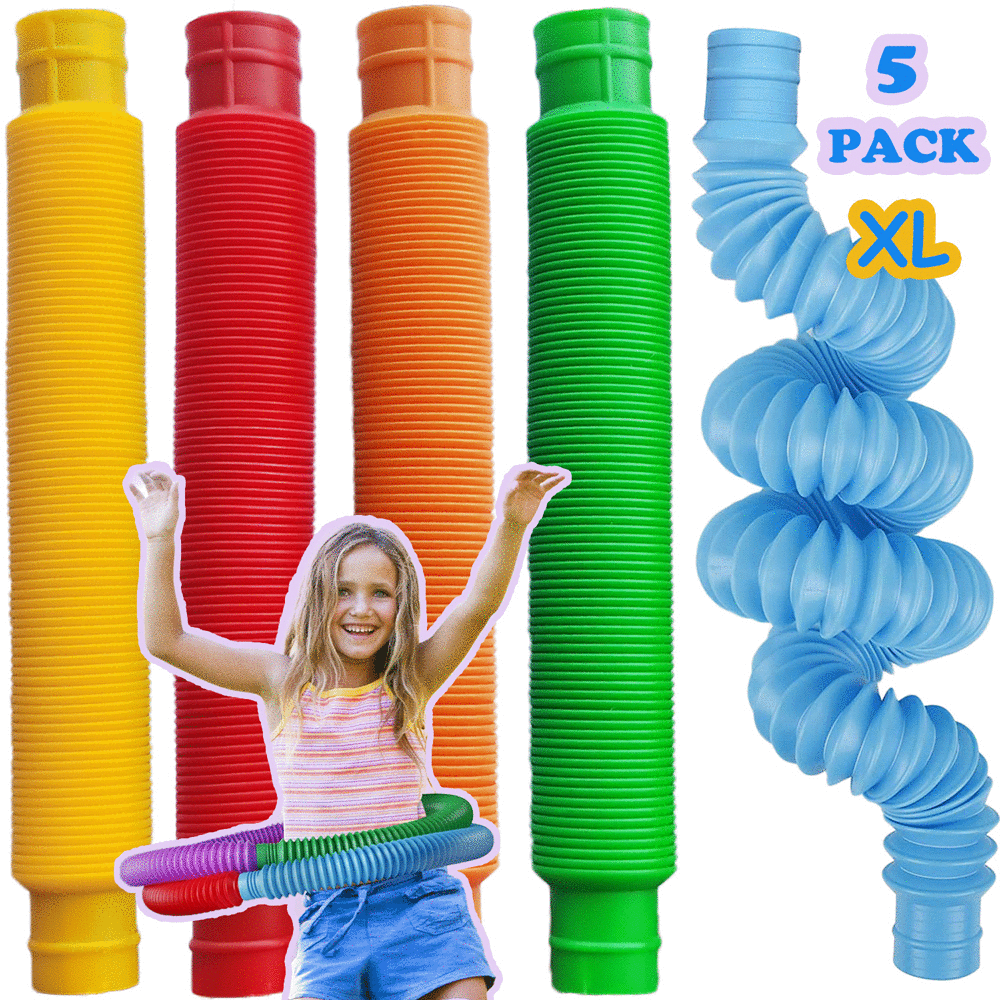 Pop Tubes Sensory Stretch Tubes Fun Tubes Funny Sound for Multi-Color 7pcs Pop Toobs Fun Pull Sensory Toys