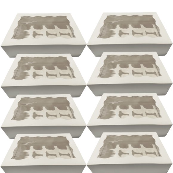 Boîte à Cupcakes avec Insert Blanche – 12 Fentes - Lot de 25