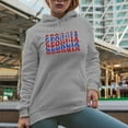 thumbnail image 2 of Georgia, USA State or Name of Country, Groovy Retro Wavy Text Merch Gift, Heather Grey Hooded Sweatshirt or Hoodie, XL, 2 of 5