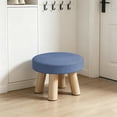 thumbnail image 6 of Topukaiba Round Stool Backless Counter Height Stool Solid Wood Legs Upholstered Seat Vanity Stool for Living Room Bedroom Makeup Desk Entryway Kids Stool, 10.6"x6.7", Light Blue, 6 of 6