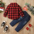 thumbnail image 4 of 5T Little Boys Outfits 6Y Boys 2PCS Fall Winter Clothing Set Little Boys Long Sleeve Plaid Top Denim Pants Set Red, 4 of 8