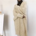 thumbnail image 3 of Suéter de mujer largo estilo otoño-invierno, cárdigan de punto, moda retro, sencillo, grueso, suelto, torcido, abrigo para mujer, 3 of 5